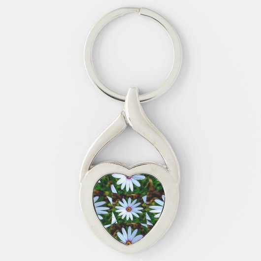 White Daisy Pattern Sleutelhanger (Voorkant)