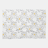 White Daisy Pattern Theedoek (Horizontaal)