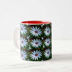 White Daisy Pattern Tweekleurige Koffiemok