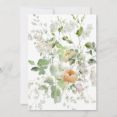 White Daisy, Peach Floral Bridal Shower Invitation Kaart (Achterkant)