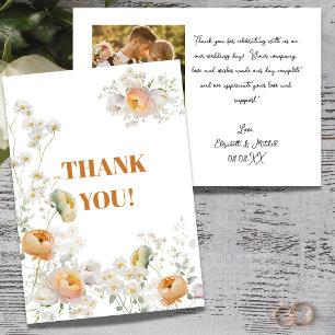 White Daisy Peach Floral Weddenschap Hartelijk dan Kaart
