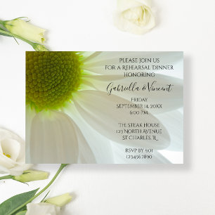 White Daisy Petals Wedding Rehearsal Dinner Kaart