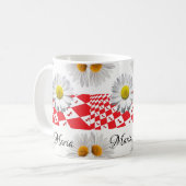 White Daisy Red Gecontroleerde Mok (Voorkant links)