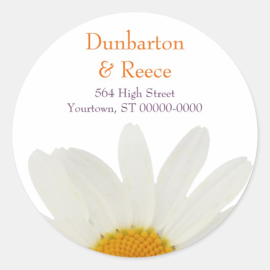 White Daisy Ronde Sticker (Voorkant)