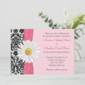 White Daisy Rose Black Mariage damassé Invitation (Debout devant)