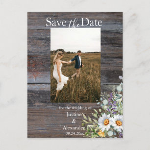 White Daisy Save the Date Foto Briefkaart