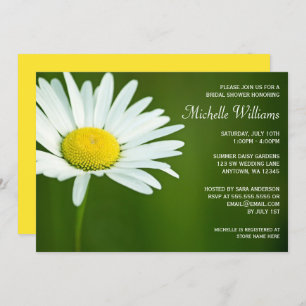 White Daisy Summer Bridal Shower Invitations Kaart