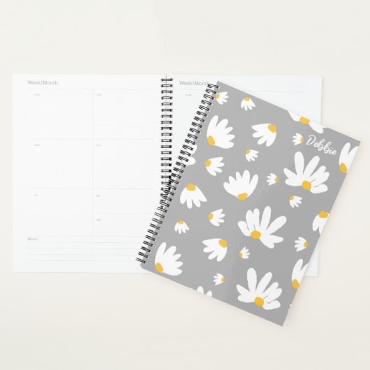 White Daisy Theme Niet gedateerd Maandelijks Plann Planner (Display)