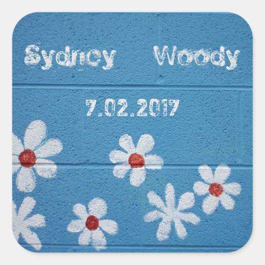 White Daisy Vierkante Sticker (Voorkant)