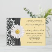White Daisy Vintage Mariage damassé Invitation (Debout devant)
