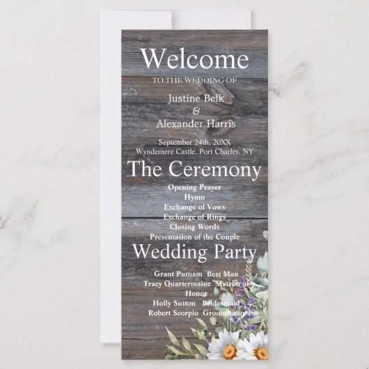 White Daisy Wedding Programme (Devant)