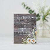 White Daisy Wedding Sla de datum op Briefkaart (Staand voorkant)