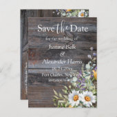 White Daisy Wedding Sla de datum op Briefkaart (Voorkant / Achterkant)