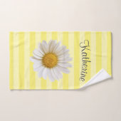 White Daisy Yellow Striped Persoonlijk Bad Handdoek (Handdoek)