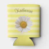 White Daisy Yellow Striped Persoonlijk Blikjeskoeler (Achterkant)