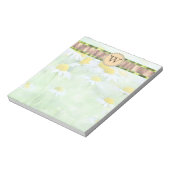 White Daisy's in Green Meadow Monogram Notitieblok (Gedraaid)