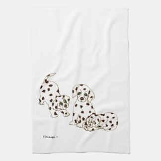 White Dalmatian Puppies Kitchen Towel Theedoek