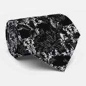 White Damask Black Floral Wedding Stropdas (Opgerold)