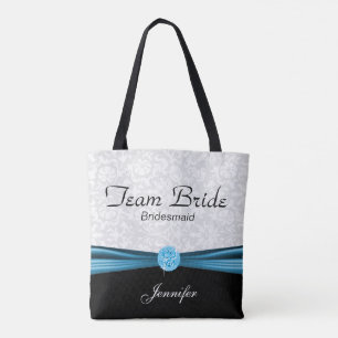 White Damask en Blue Team Bride Draagtas