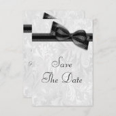White Damask en Faux Bow bewaren de datum Kaart (Voorkant / Achterkant)