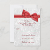 White Damask en Faux Bow RSVP Kaartje (Achterkant)