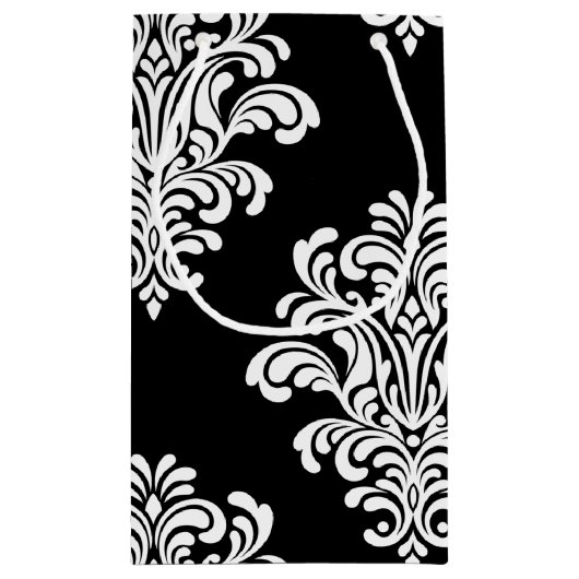 White Damask Floral Pattern Klein Cadeauzakje (Achterkant)
