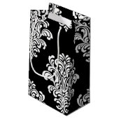 White Damask Floral Pattern Klein Cadeauzakje (Achterkant Gekanteld)