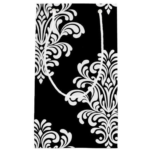 White Damask Floral Pattern Klein Cadeauzakje (Voorkant)