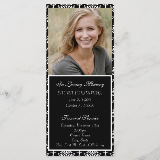 White Damask Funeral Programme/Obituary Programma (Voorkant)
