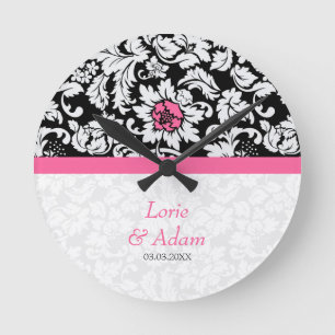White Damask met roze ventilator Ronde Klok