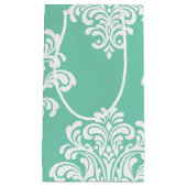 White Damask op Aqua Pattern Klein Cadeauzakje (Voorkant)