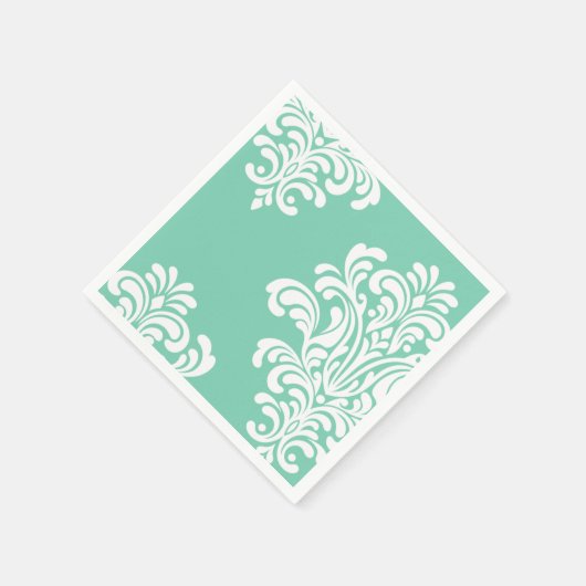 White Damask op Aqua Pattern Servetten (Hoek)