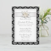 White Damask Wedding Invitations Kaart (Staand voorkant)