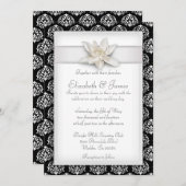 White Damask Wedding Invitations Kaart (Voorkant / Achterkant)