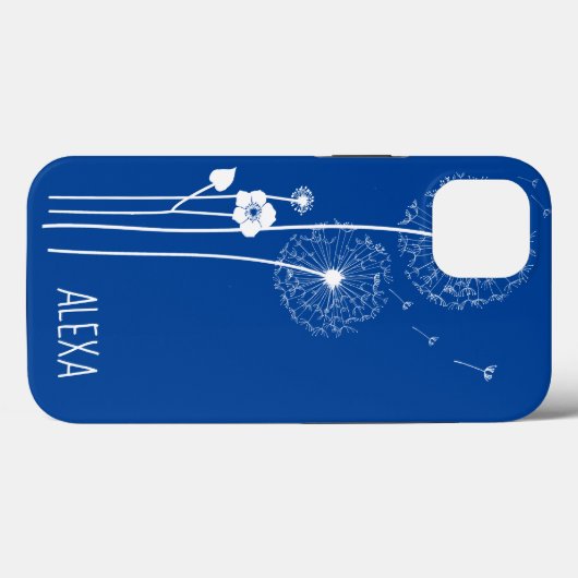 White Dandelion Bouquet op Blue Case-Mate iPhone Case (Achterkant (horizontaal))