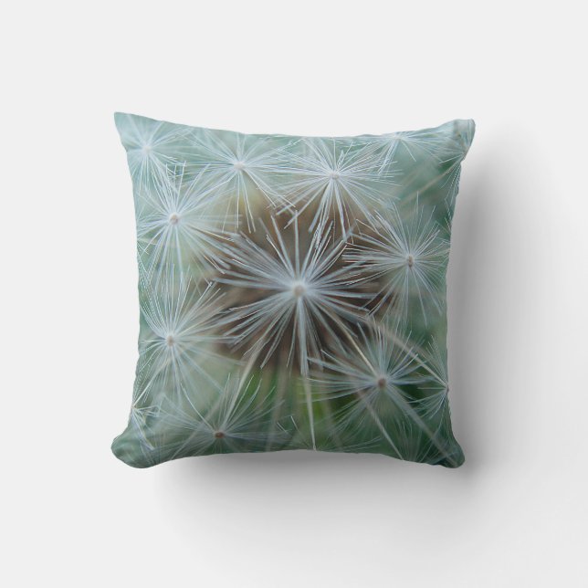 White Dandelion Pattern Kussen (Voorkant)