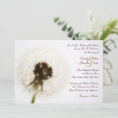 White Dandelion Wedding Invitation Kaart (Staand voorkant)