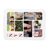 White & Dark Red Classic 7 Multi Photos Collage Magneet (Horizontaal)