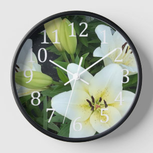 White Day Lys Fleurs Horloges murales