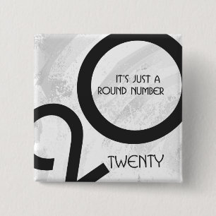 White Decade Birthdday Vierkante Button 5,1 Cm