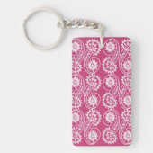 White decorative Paisley Pattern on roze Sleutelhanger (Voorkant)