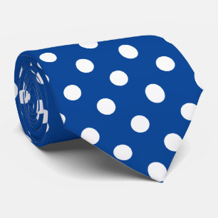 White Deep Blue Polka Dots Pattern Stropdas