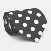 White Deep Gray Polka Dots Pattern Stropdas (Opgerold)