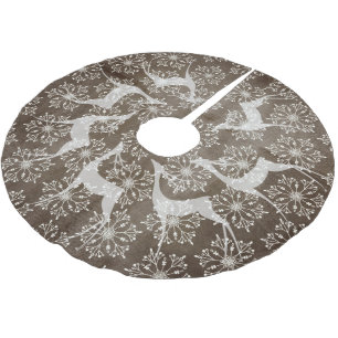 White Deer and Snowflakes Holiday Tree Skirt Kerstboom Rok