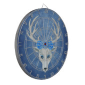 White Deer Antlers Blauwe ogen Roos Misty Blue Dartbord (Voorkant Links)