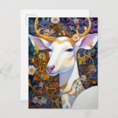 White Deer Beautfiul Fantasy Art Briefkaart (Voorkant / Achterkant)