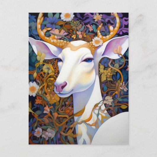 White Deer Beautfiul Fantasy Art Briefkaart (Voorkant)