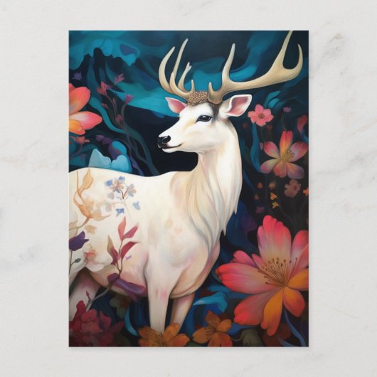 White Deer Beautfiul Fantasy Art Briefkaart (Voorkant)