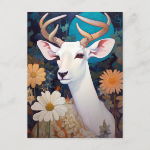 White Deer Beautfiul Fantasy Art Briefkaart