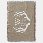 White Deer Buck Antlers Landnaam Deken (Voorkant Verticaal)